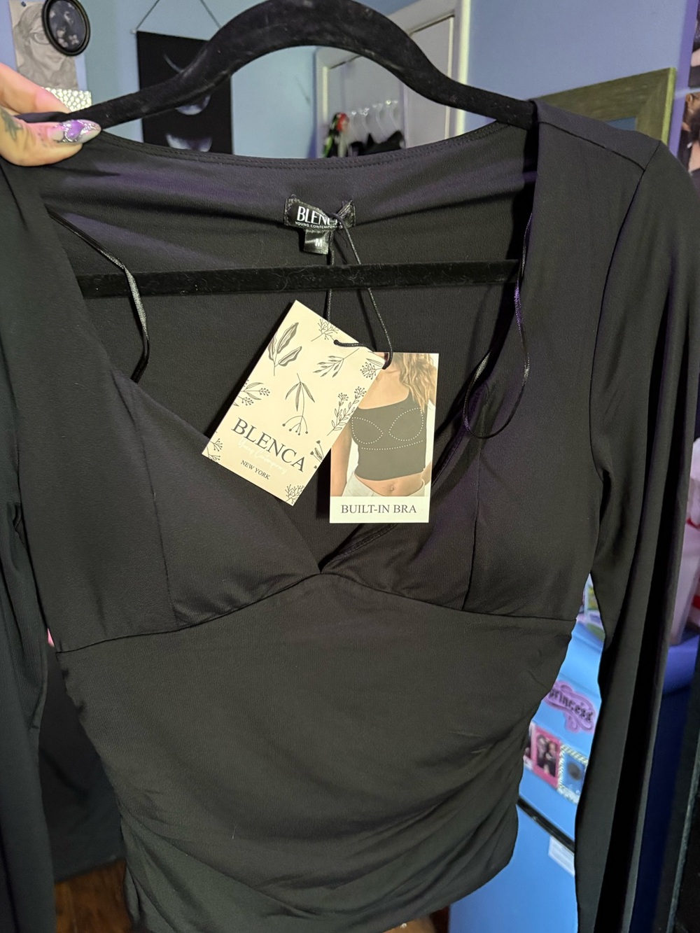 Bench Black Long Sleeve Built-In Bra Top